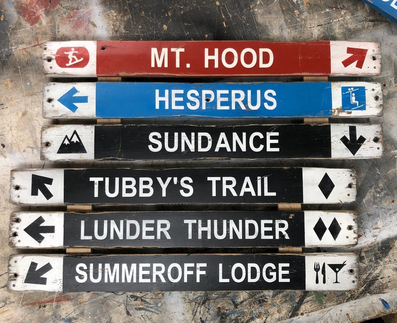 Vintage Ski sign with custom 3 trail run names. You design | Etsy