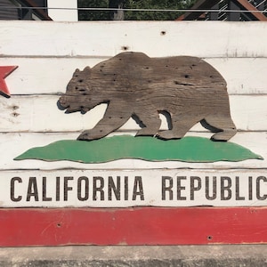 California flag made from reclaimed lumber