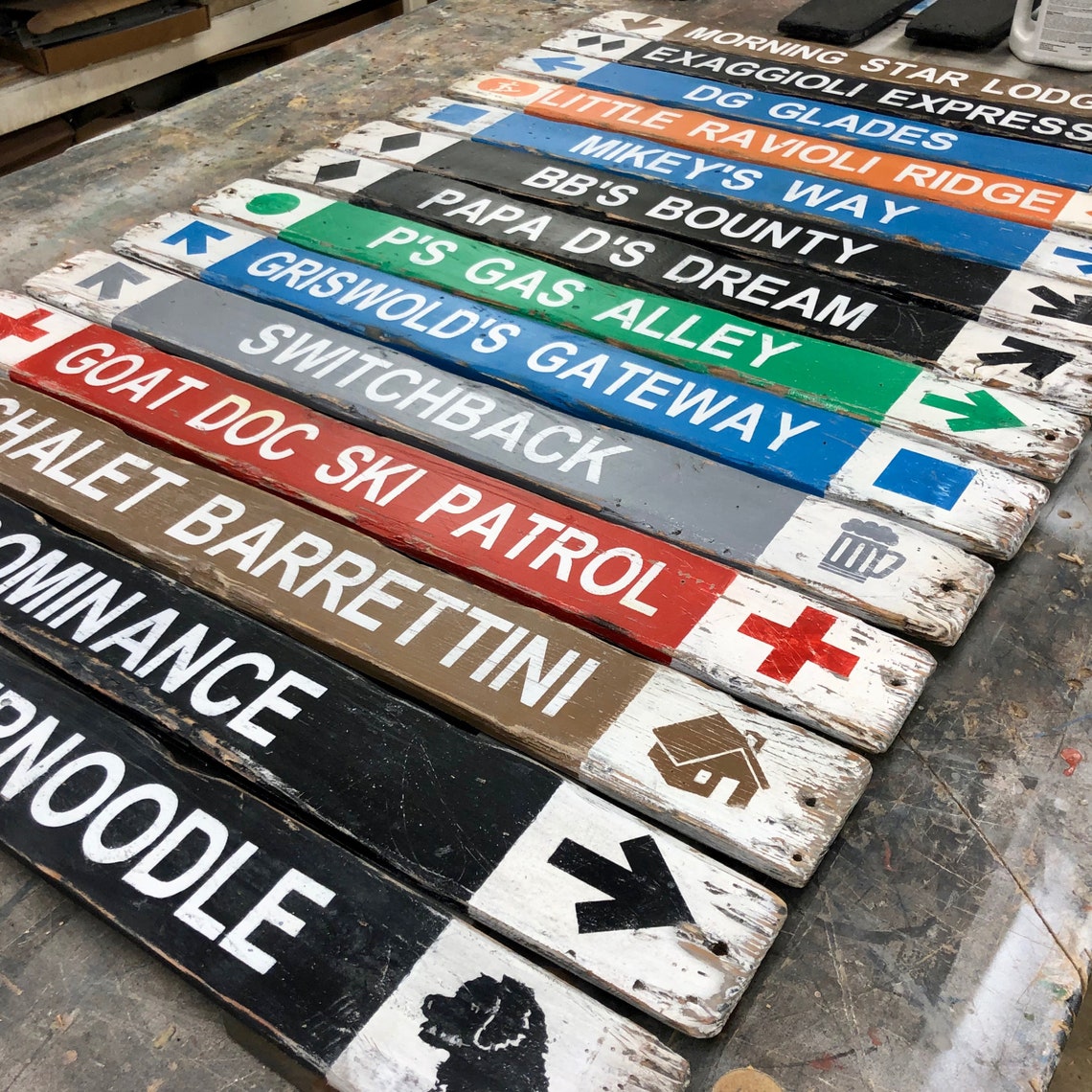 10-14 slat Custom ski trail signs Skiing Distressed wood sign | Etsy