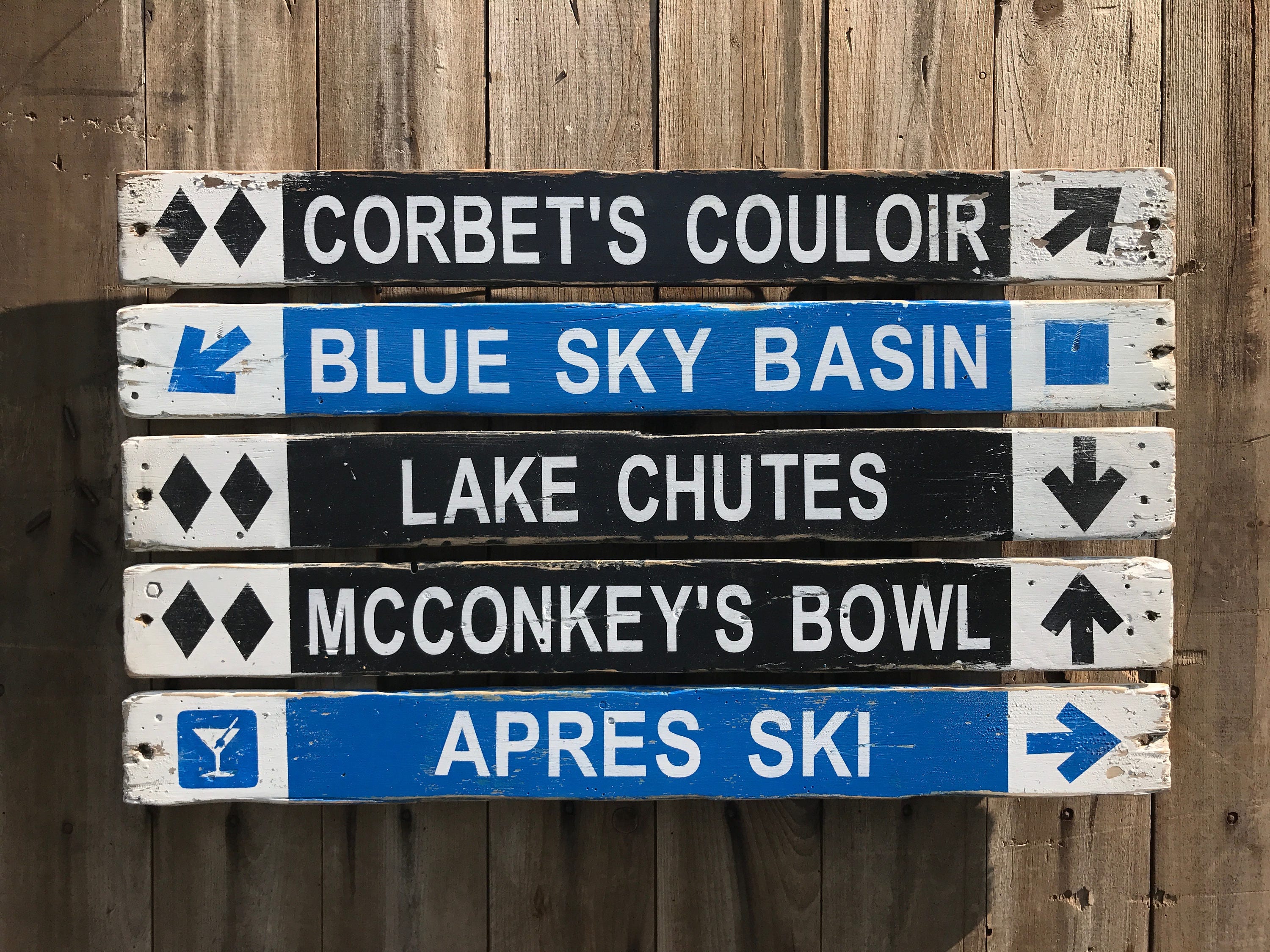 Custom 4 or 5 slat ski trail sign Skiing Distressed wood sign | Etsy