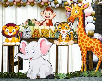 Safari Animals Party Decorations Kit | 5ft Giraffe Cutout