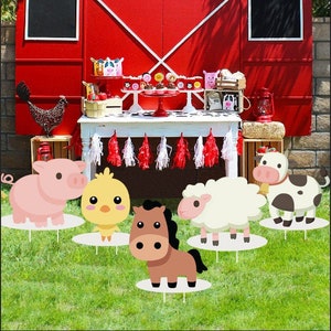 Large Cute Farm Animals - Lawn Decorations - Outdoor Baby Shower or Birthday Party Yard Party Decorations - Animal - Shaped Lawn Ornaments