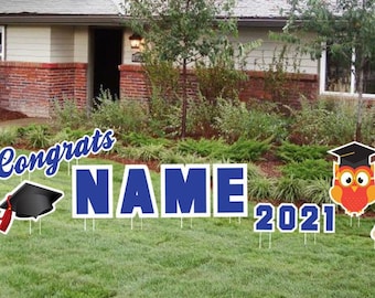 Personalized Graduation Lawn Sign | Custom Color Grad Yard Decoration