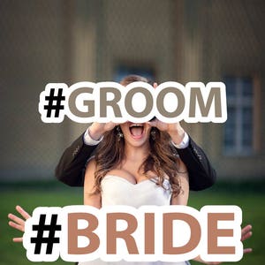 Hashtags personalizados grandes para esposos y esposas, Accesorios de cabina de fotos, despedida de soltera