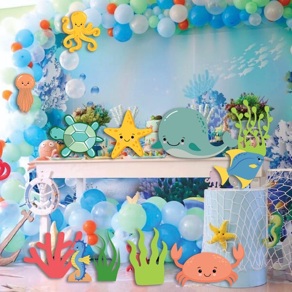 Under The Sea Party Decorations | Underwater Theme Party | Sea Theme Birthday | Ocean Theme | Sea Life Cutouts | Sea World