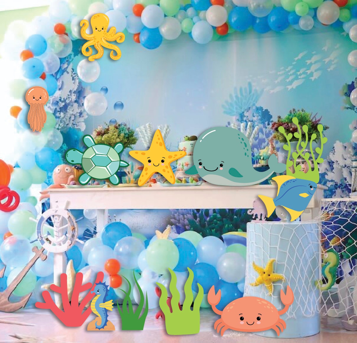 Under the Sea Birthday Personalized Wrapping Paper, Ocean Beach Party -  Graphic Spaces