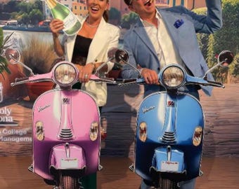 Scooter Cutout, Italian Amalfi Coast Party Prop (30.56" x 48.68")