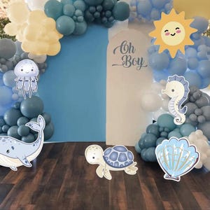 Water colors under the  sea cutouts ocean Cutouts.  Sea creature standee, ocean themed Party Decor, baby-shower.  Unisex baby-shower