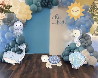 Watercolor Sea Creature Cutouts, Under The Sea Party Decor