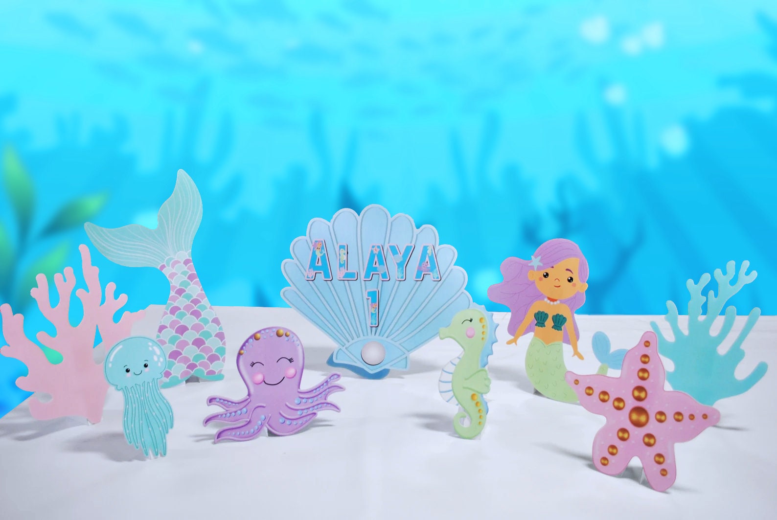 Personalized Mermaid Birthday Party Backdrop, Under the Sea Decorations ...