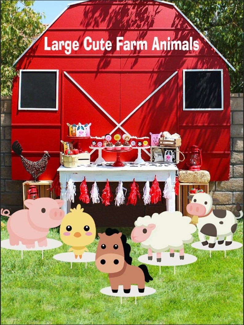 Large Cute Farm Animals Lawn Decorations Outdoor Baby Etsy