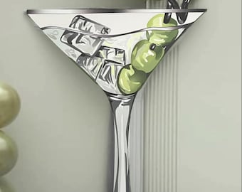 55 inches tall  A Tini Bit Older Theme Prop cutout, Martini Cutout,  Martini backdrop, Martini Birthday Dirty 30 birthday theme party,