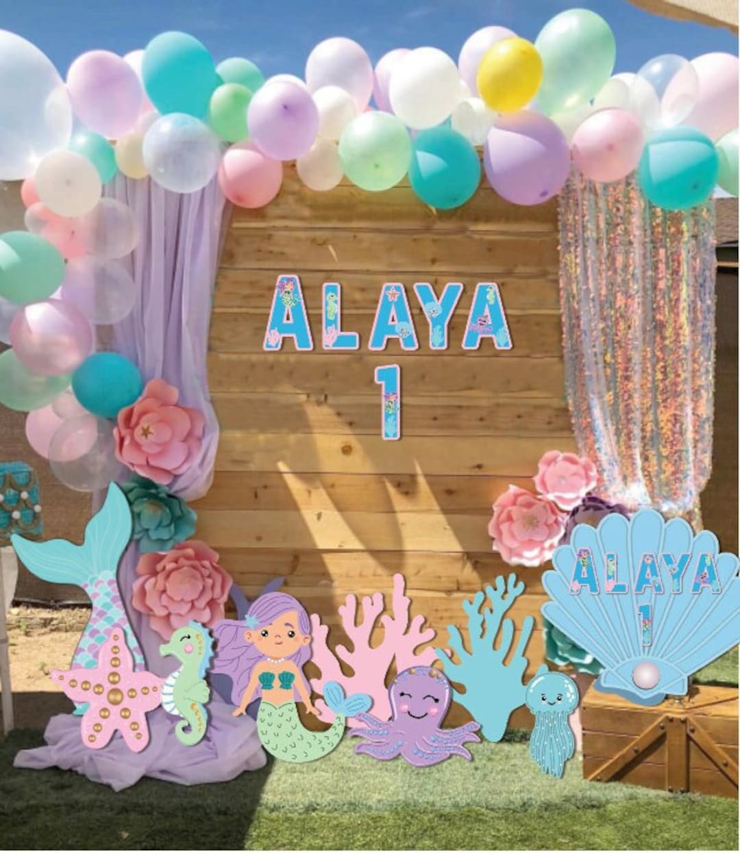 Personalized Mermaid Birthday Party Backdrop, Under the Sea Decorations ...