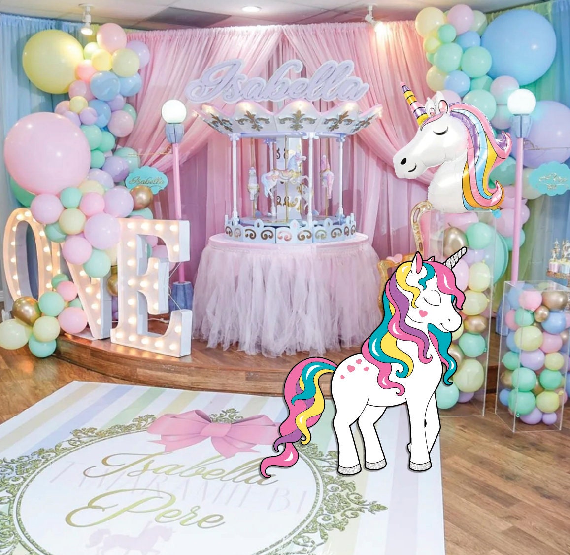 44 grande licorne décoration de fête fête d'anniversaire de licorne, licorne  pastel, douche de bébé licorne arc-en-ciel -  France