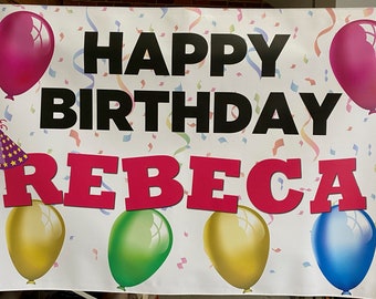 Custom Vinyl Banner, Personalized Happy Birthday Banner, Party Decorations