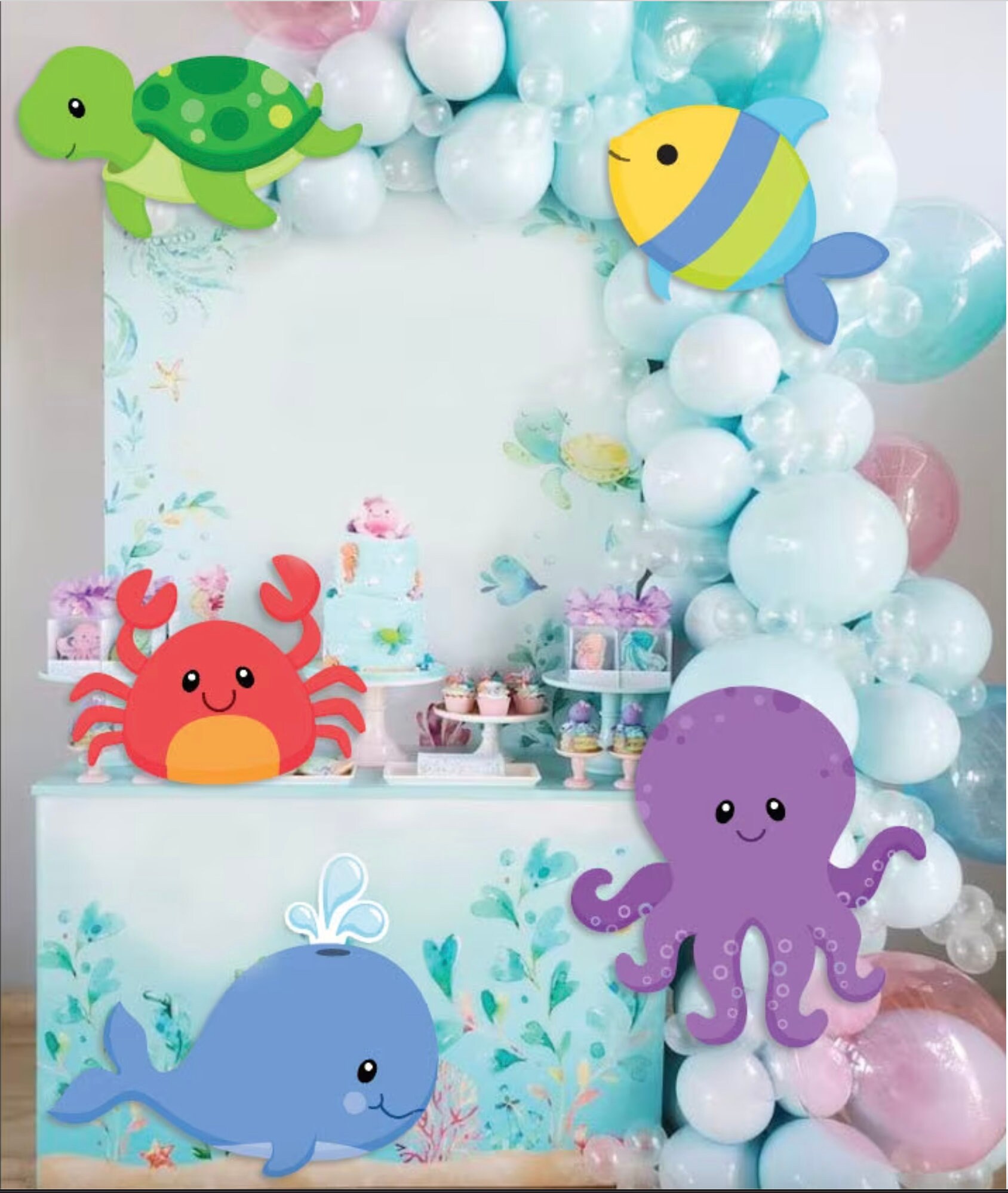 Fotohintergrund 'Meerjungfrauen' – 210x150 Cm, Polyester, Für Babyparty, Neugeborenen-Fotos, Unterwassermotiv