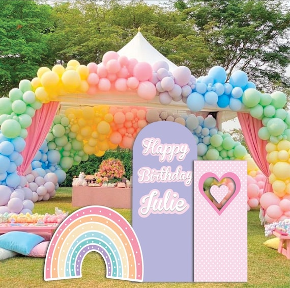 Rainbow Party Theme Backdrop Walls. Vibrant Color Rainbow Walls Personalized Ballon Backdrop Etsy