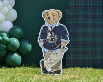 Preppy Teddy Bear Cutout | Large Vintage-Style Bear Decor (Physical)