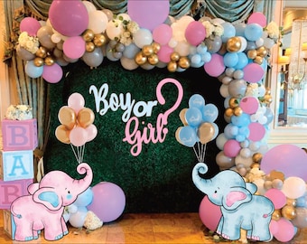 Elephant Baby Shower Prop, Balloon Trunk, Gender Reveal Decor (Digital File)
