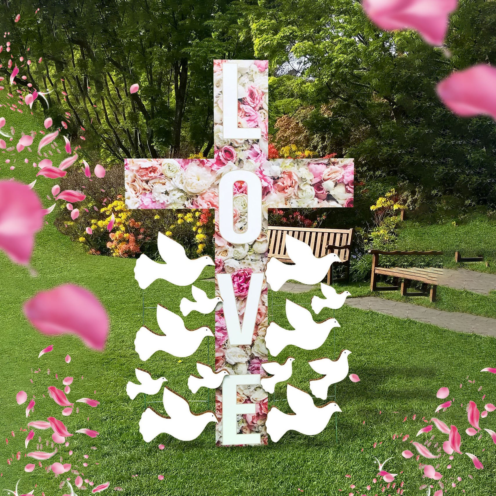 Memorial Cross With Roses Large Funeral Cross Cemetery - Etsy