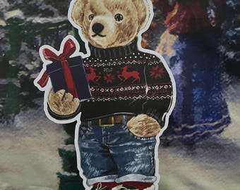 Large Ralph Lauren Inspired Cutout (Physical item) , Preppy Plaid, Traditional Bear Christmas, Boys Christmas