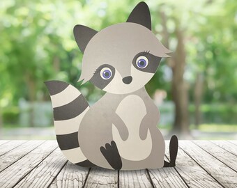 Large Raccoon Cutout, Woodland Baby Shower Decor, Party Prop (30 Inches)
