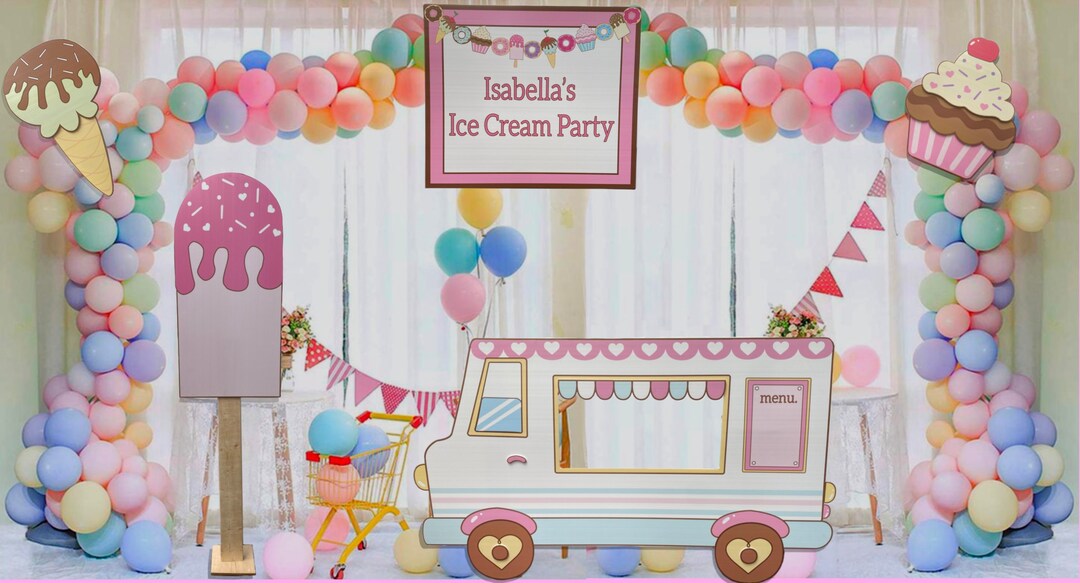 Ice Cream Themed Birthday Banner - Pre-Strung Summer Party Decor For Kids