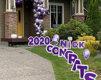 Graduation Yard Sign | Personalized Name and School Colors Graduation Yard Sign | LARGEST YARD SIGN 160 X 14 |