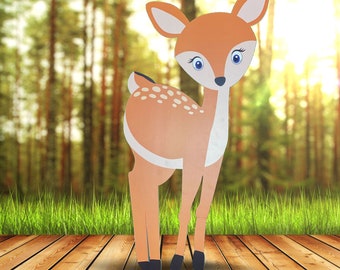 Large Deer Cutout, Woodland Baby Shower Prop (35 Inches)