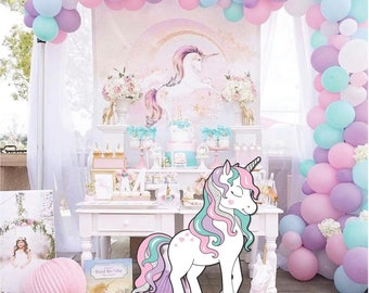 44" Large Pastel Unicorn Party Decoration (Digital Download)