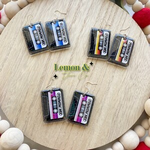Powwow Earrings, Cassette Earrings, Retro Earrings, Retro Cassette Earrings, Mixtape Earrings, Retro Gifts, 80's Earrings, 80's Party,