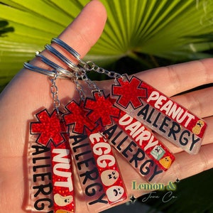Allergy Keychain | Back To School Keychain | Peanut Allergy | Egg Allergy | Allergy Tag | Nut Allergy| Diaper Bag Keychain | Epipen Keychain