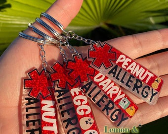 Allergy Keychain | Back To School Keychain | Peanut Allergy | Egg Allergy | Allergy Tag | Nut Allergy| Diaper Bag Keychain | Epipen Keychain