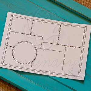 May include: A printable worksheet with a grid of different shapes, including a circle, squares, and rectangles. The shapes are outlined in black and have a dotted line pattern.
