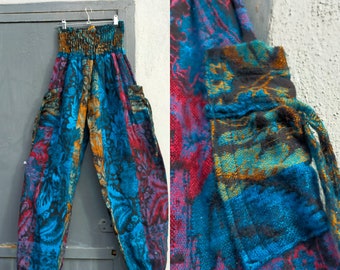 Blanket Pants Warm Fleece Trousers made from Indian Shawls - very cozy