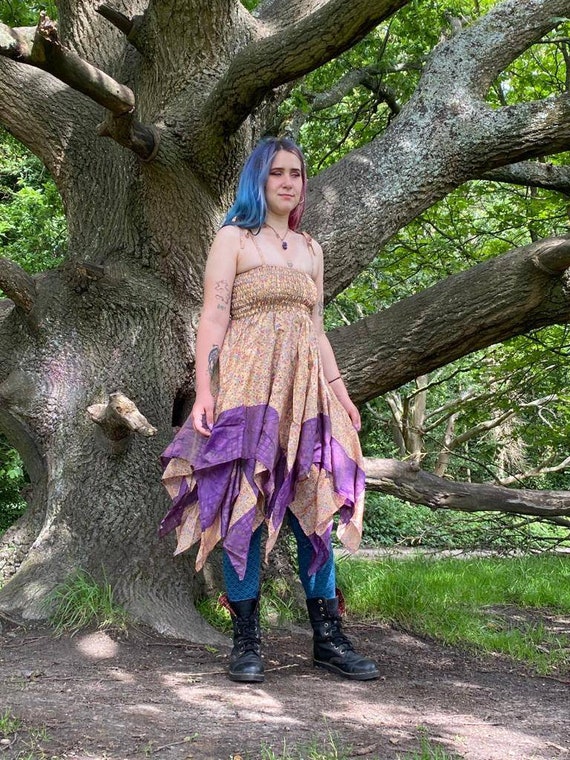 Upcycled Sari Smocked Fairy Dress #69 main image 0