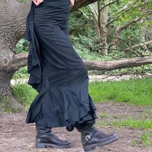 Spanish skirt. A fluttering long wrap around skirt. plain black flax. Available in large size too image 6