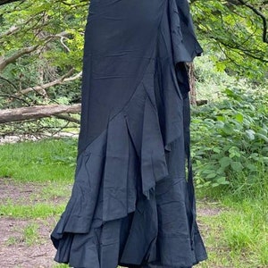 Spanish skirt. A fluttering long wrap around skirt. plain black flax. Available in large size too image 2