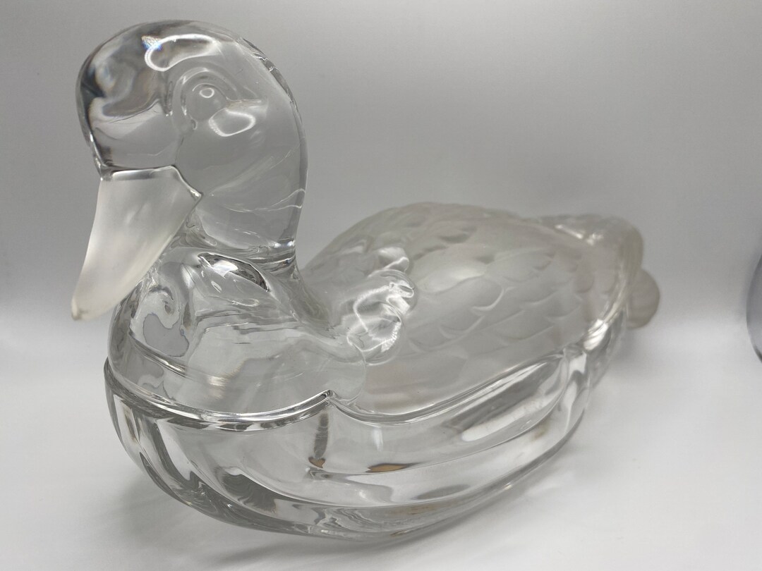 Crystal Frosted Glass Duck Candy Dish With Lid Made in Germany Etsy