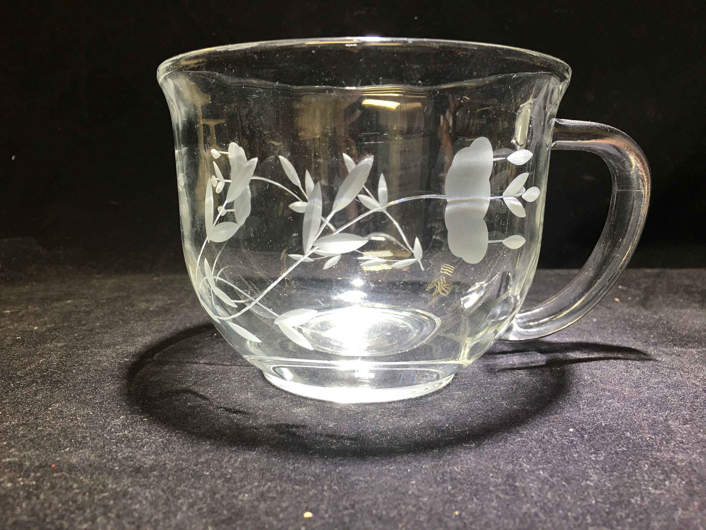 Vintage Pair of Princess House Crystal Heritage Cappuccino / Soup Mugs