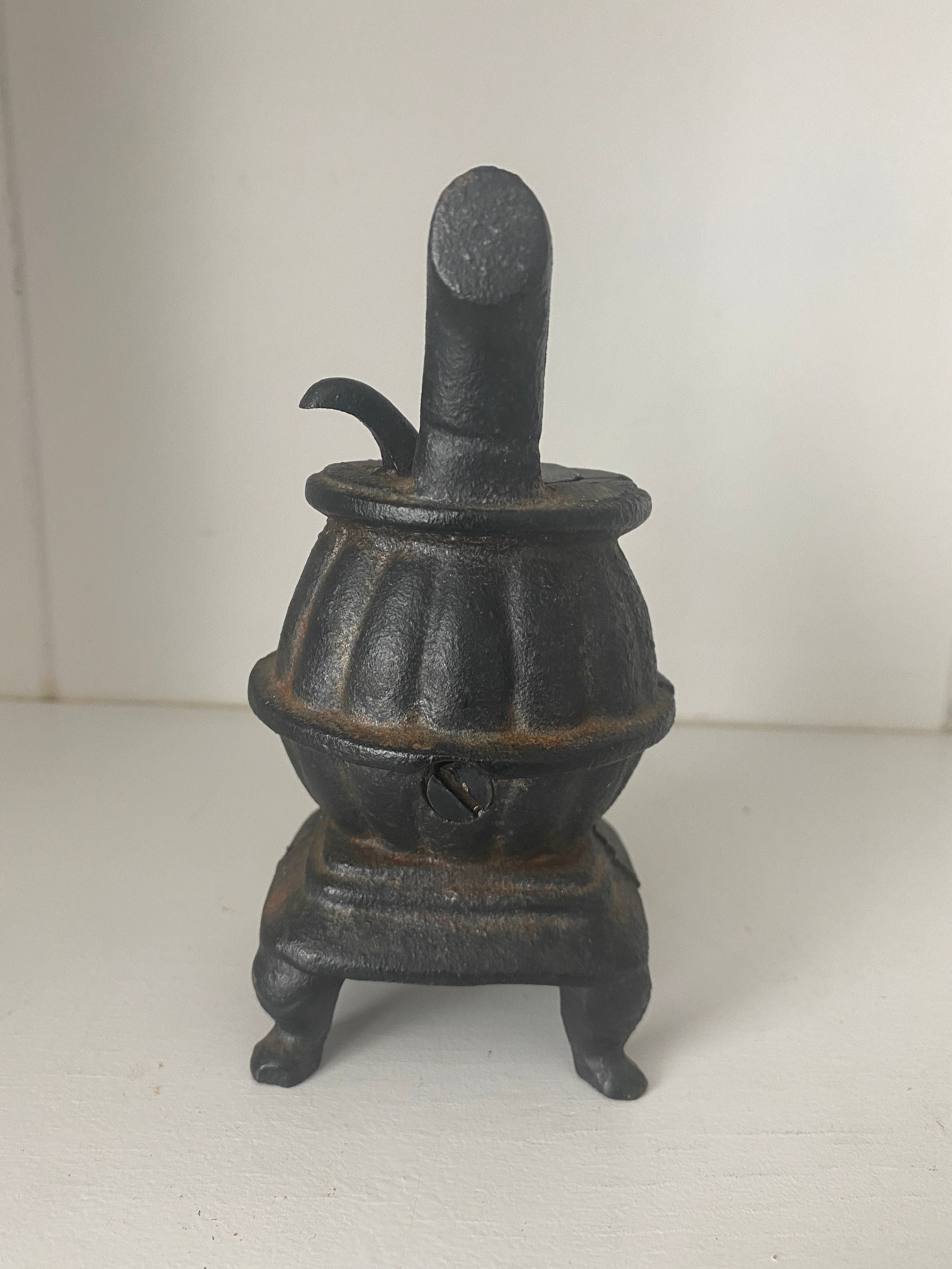 Miniature Cast Iron Stove Vintage Hand Painted Pennsylvania Dutch Folk Art