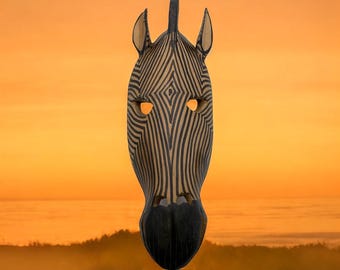 Hand Carved Zebra Mask
