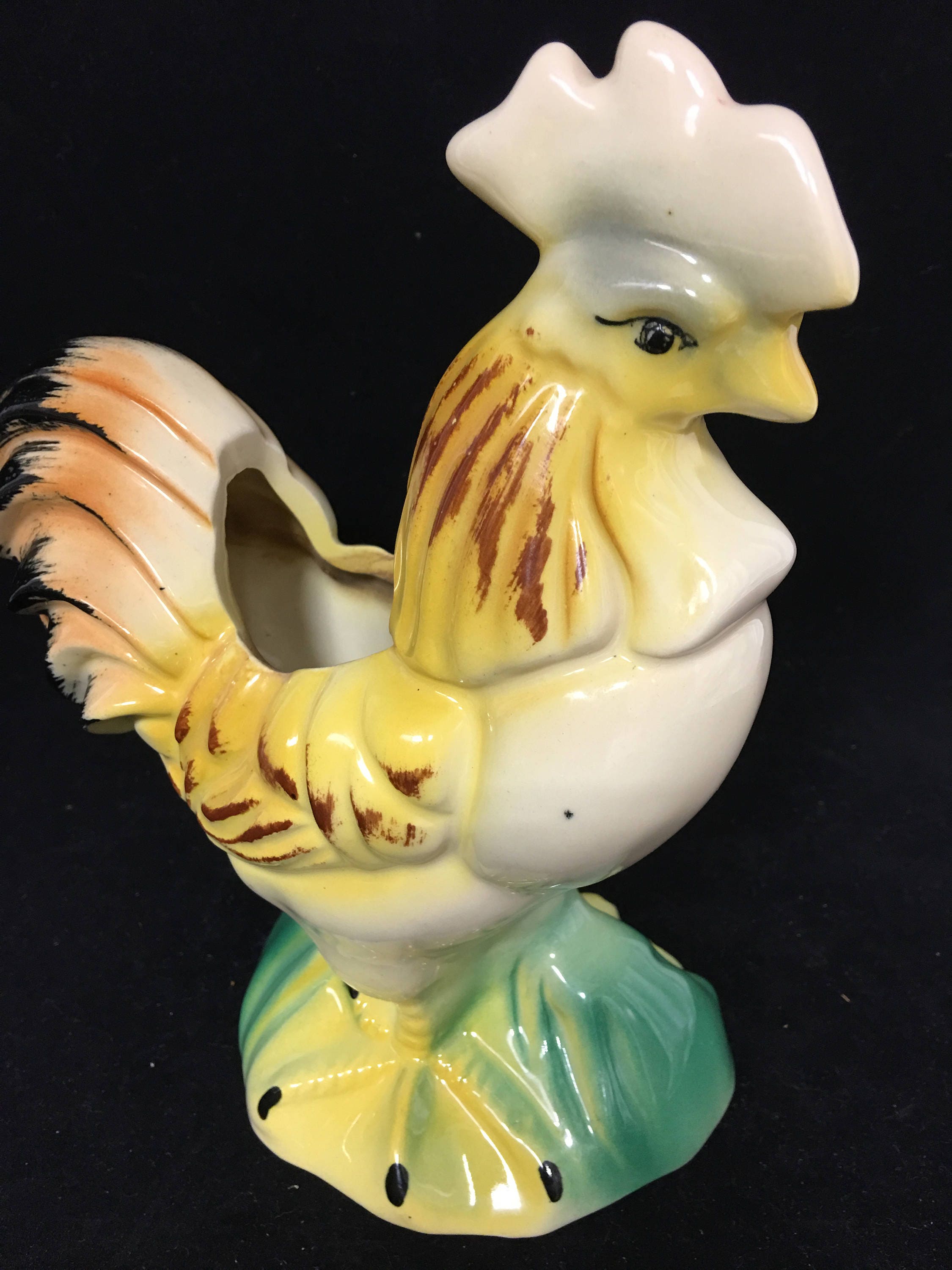 Vintage Ceramic Rooster Planter/Utensil Holder