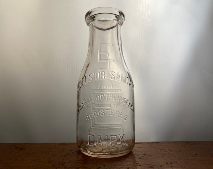 Featured listing image: Rare Antique Glass Milk Bottle Excelsior Sanitary One Pint Dairy (Frederick, Maryland)