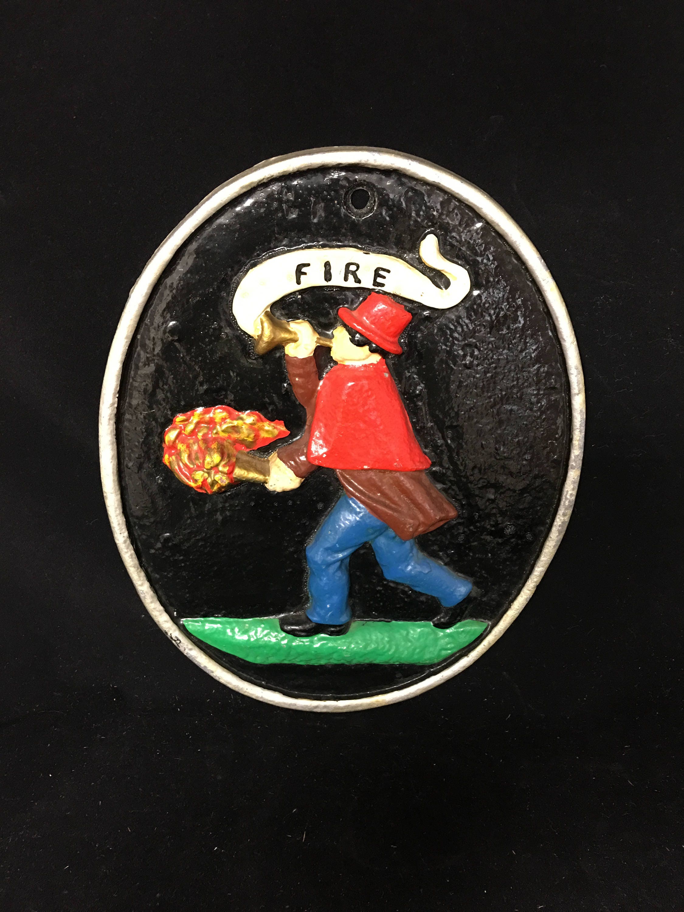 Vintage Handcrafted Cast Metal Fireman Plaque