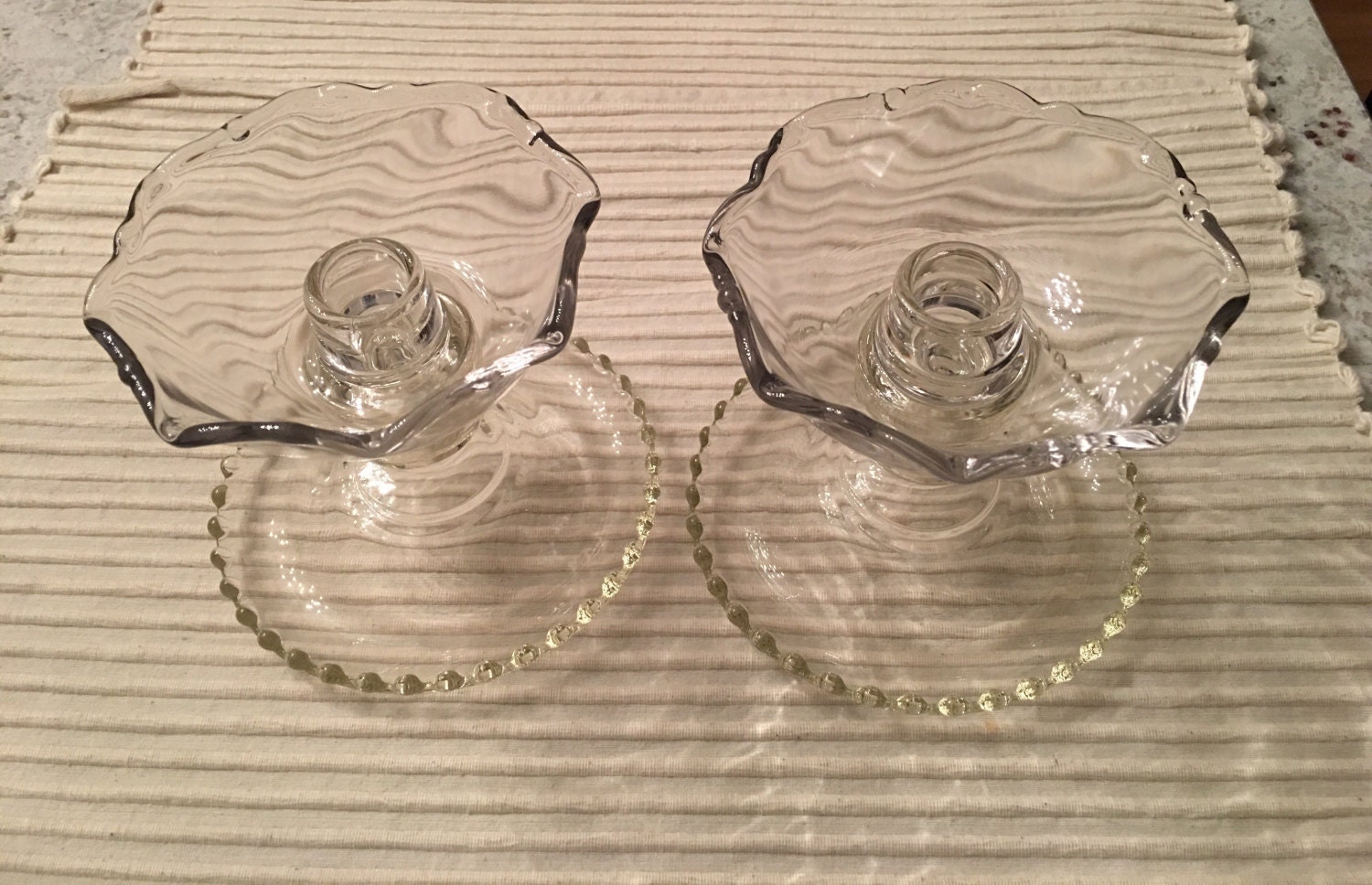 Vintage Imperial Glass Candlewick Pattern Candle Holders, Set of Two, 1960s
