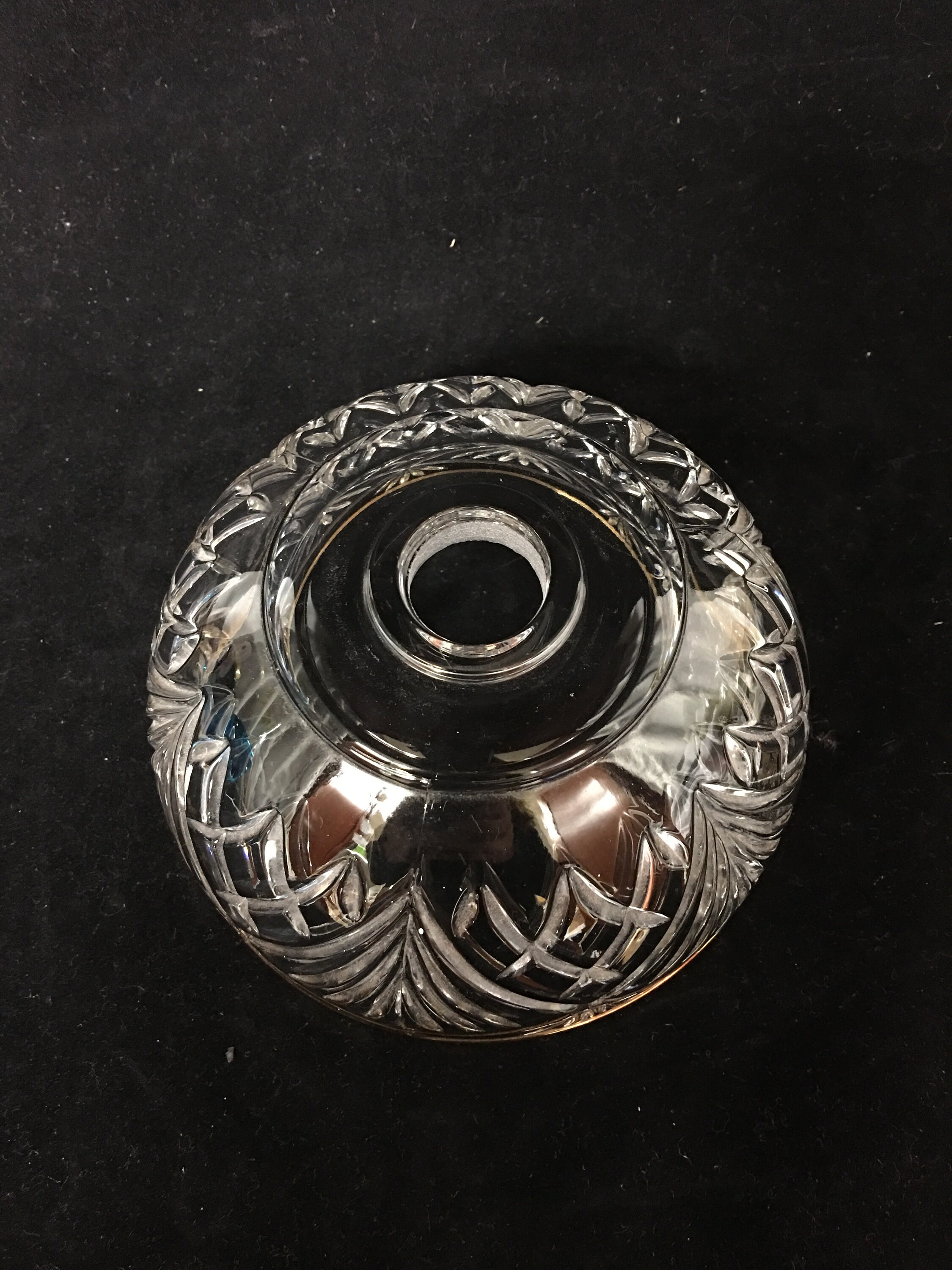 Vintage Chandelier Cut Glass Half Globes with Gold Trim and 1 Fitter