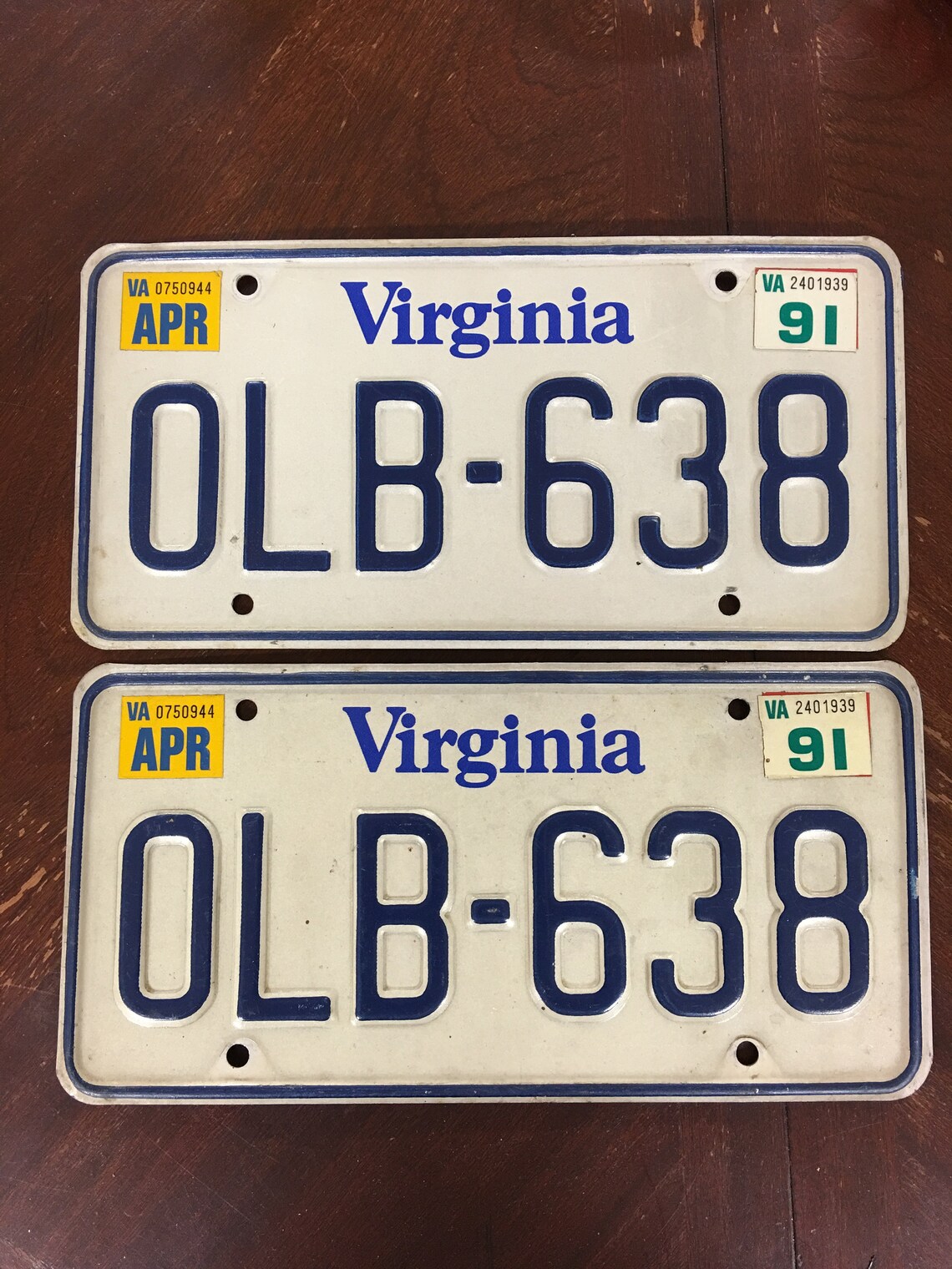 Vintage 1991 Virginia License Plates 2 OLB638 Etsy