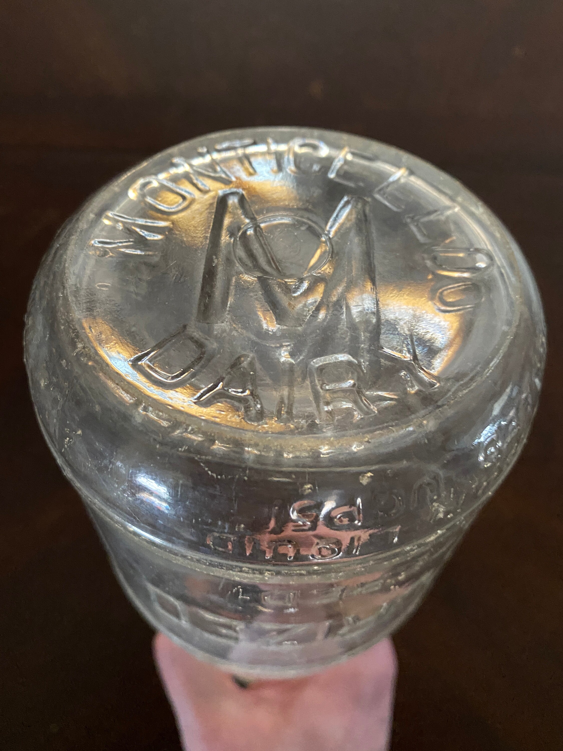 Monticello Dairy Charlottesville, VA Early 1900s Milk Bottle