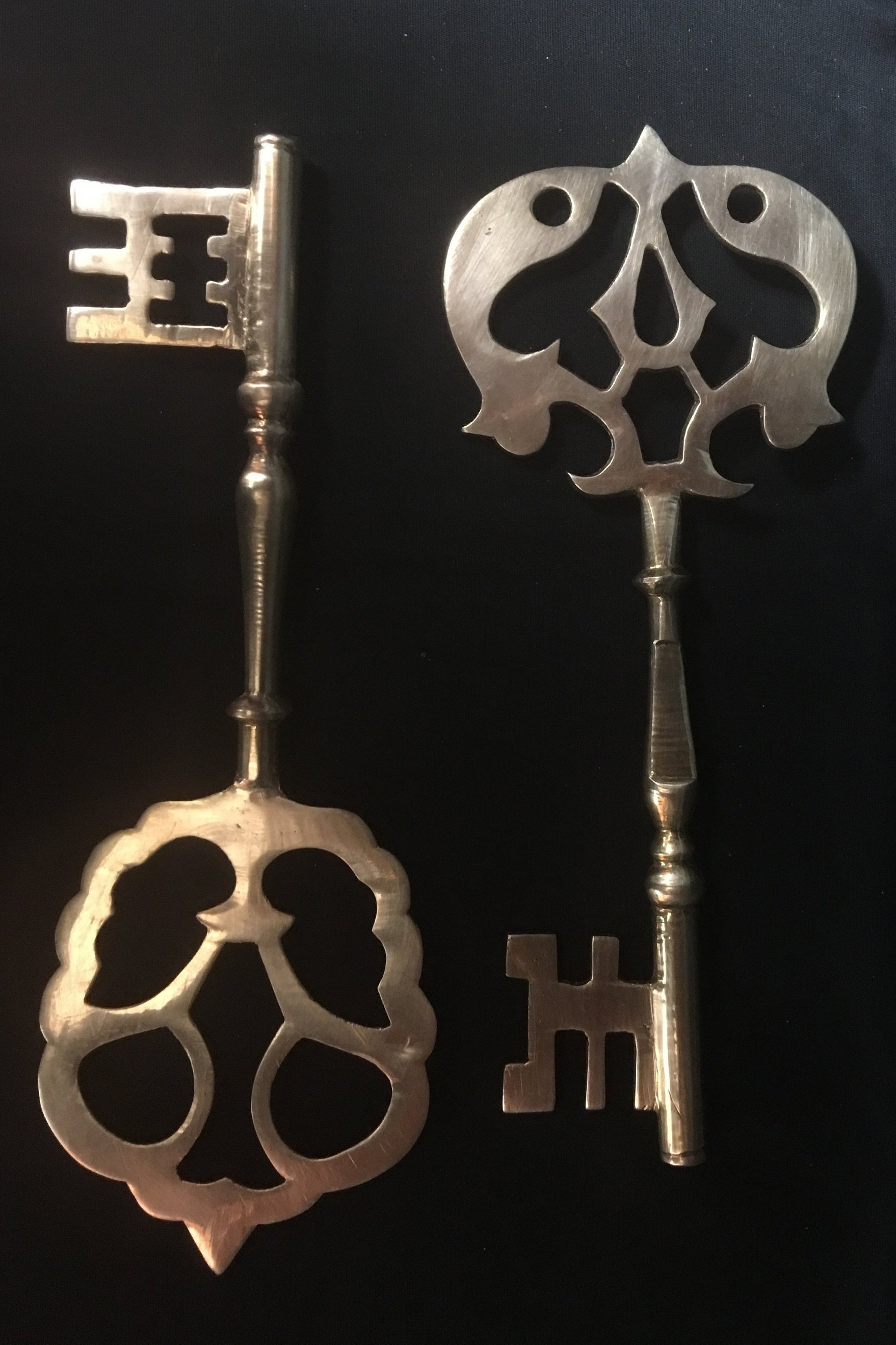 Vintage Brass Skeleton or Church Key, Set of 2